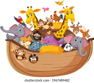 Animal on Noah's ark isolated on white background illustration