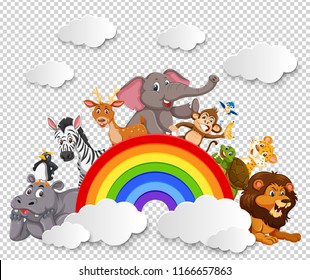 Animal on the rainbow illustration