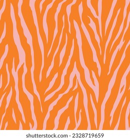 Animal orange vector seamless pattern.Zebra print, animal skin, tiger stripes, abstract pattern, line background, fabric. illustration, poster.