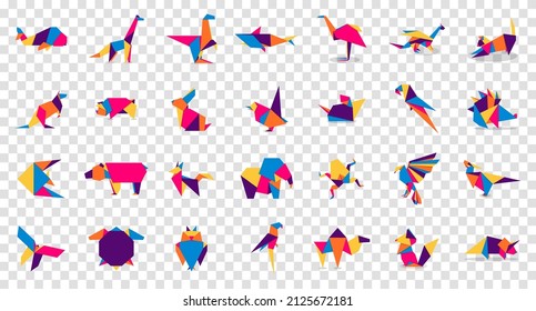 Animal origami collection. Animal origami vector. Abstract animals logo design. Animal origami. Vector illustration