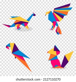 Animal origami collection. Animal origami vector. Abstract animals logo design. Animal origami. Vector illustration