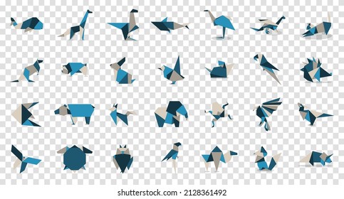 Animal origami collection. Animal origami vector. Abstract animals logo design. Animal origami. Vector illustration