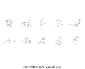 Animal Origami Design Element Set