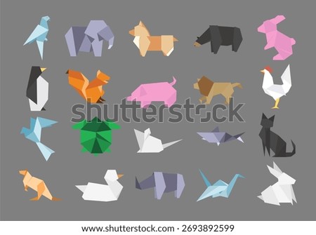 Animal Origami Design Element Set