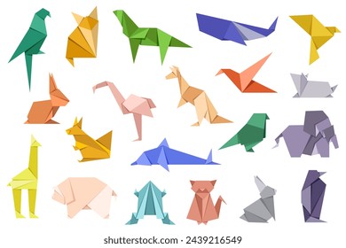 Animal origami vector. Origami japanese animal set. Modern hobby. Vector illustration EPS10