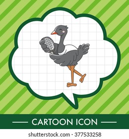 Animal ostrich doing sports cartoon theme elements