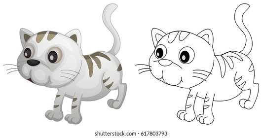 Animal outline for cute cat illustration