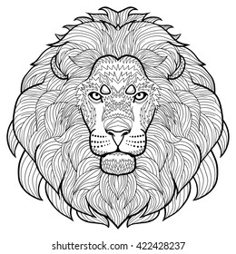 Animal Outline Drawing Antistress Coloring Head Stock Vector (Royalty ...