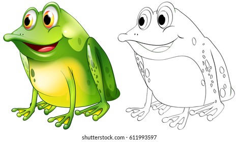 Animal outline for frog sitting illustration