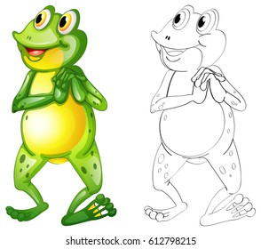Animal outline for frog standing illustration