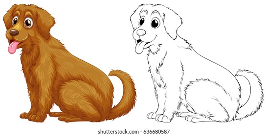 Animal outline for golden retriever dog illustration
