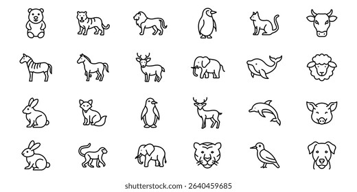 Animal outline or line icon design bundle.