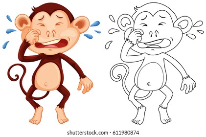 Esquema animal de ilustración de llanto de mono