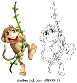 Esquema animal para el mono en la ilustración de la vid