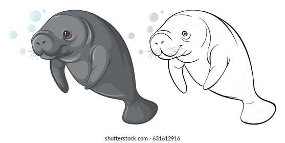 Animal outline for seacow illustration