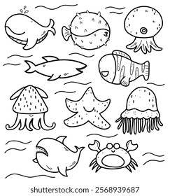 Animal Outline Set for Kids Coloring Pages. Perfect for coloring books, worksheets, or fun learning activities at home or in classrooms.