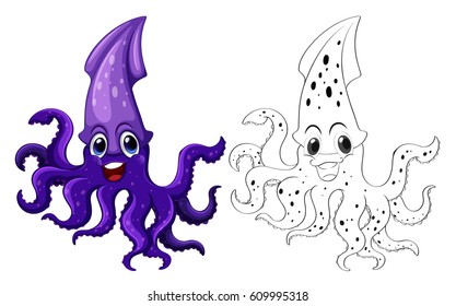 Animal outline for squid illustration