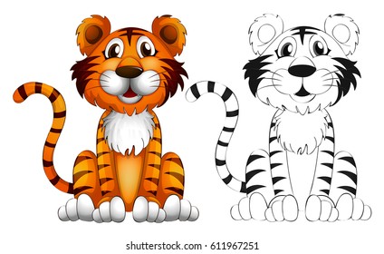 Animal outline for tiger illustration