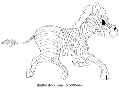 Animal Outline For Zebra Running Illustration