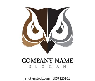 animal owl bird logo and  Vector sign abstract bird in flight nocturnal 
