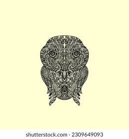 animal owl mandala ornament doodle line art