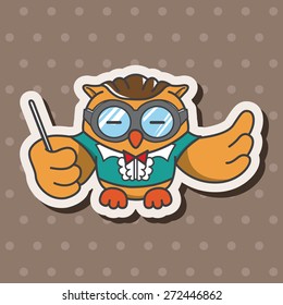 animal owl playing instrument cartoon theme elements