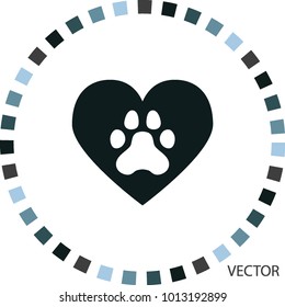 Animal pad and heart, vector sign