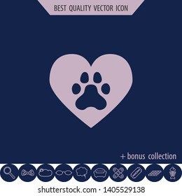 Animal pad and heart, vector sign