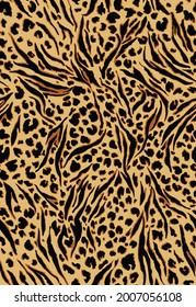 Animal painting skin pattern Leopard tiger mix leather seamless design