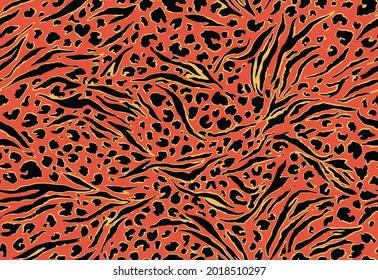 Animal painting skin pattern Leopard tiger leather seamless design colorful