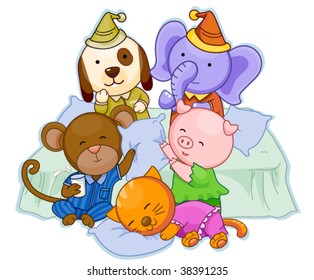 Animal Pajama Party - Vector
