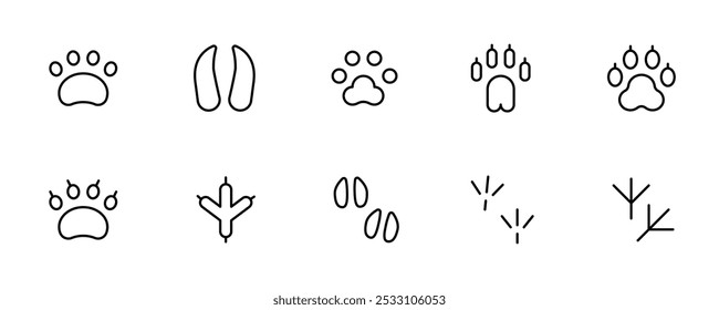 Symbol für Tierpam-Druck. Animal Tracks Icons Set wie Paw und Hoof Prints Vektor, Geeignet für Website-Design, Logo, App, Vorlage und ui ux.