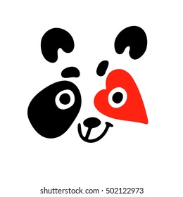 Animal. Panda bear face. Vector graphic art for design.