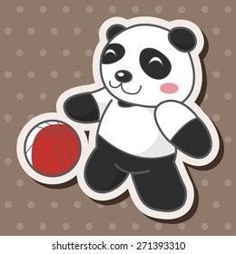 Animal panda doing sports cartoon theme elements