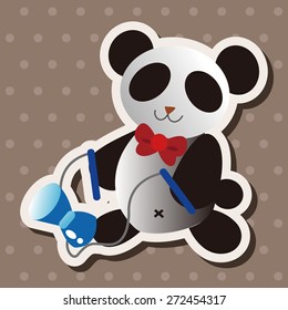 Animal panda doing sports cartoon theme elements