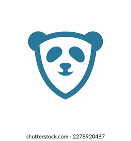 Cara de panda animal con logotipo moderno de escudo
