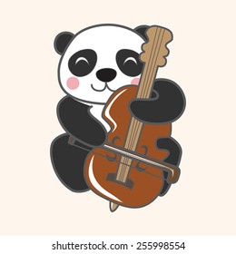 animal panda playing instrument cartoon theme elements