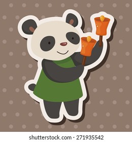 animal panda playing instrument cartoon theme elements