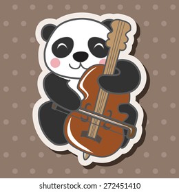 animal panda playing instrument cartoon theme elements