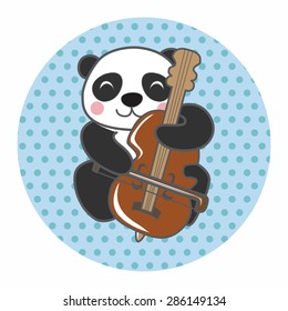animal panda playing instrument cartoon theme elements