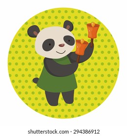 animal panda playing instrument cartoon theme elements