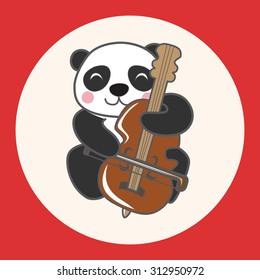 animal panda playing instrument cartoon theme elements