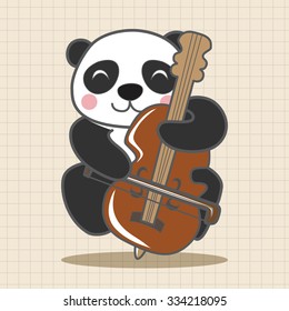 animal panda playing instrument cartoon theme elements