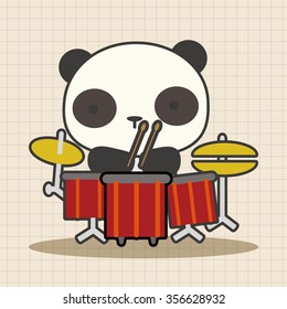 animal panda playing instrument cartoon theme elements