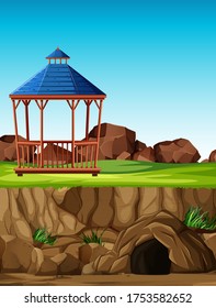 Animal park construction without animal in cartoon style illustration