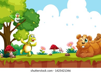 Animal in the park illustration