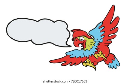 Animal parrot doodle, speech bubble.