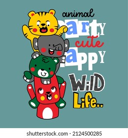 Animal Party Baby Vector Design