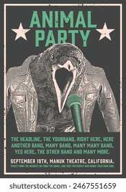 Animal Party Rock Festival Gig Poster Flyer Template