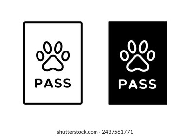 Animal passport icon vector set. Pet transportation symbol